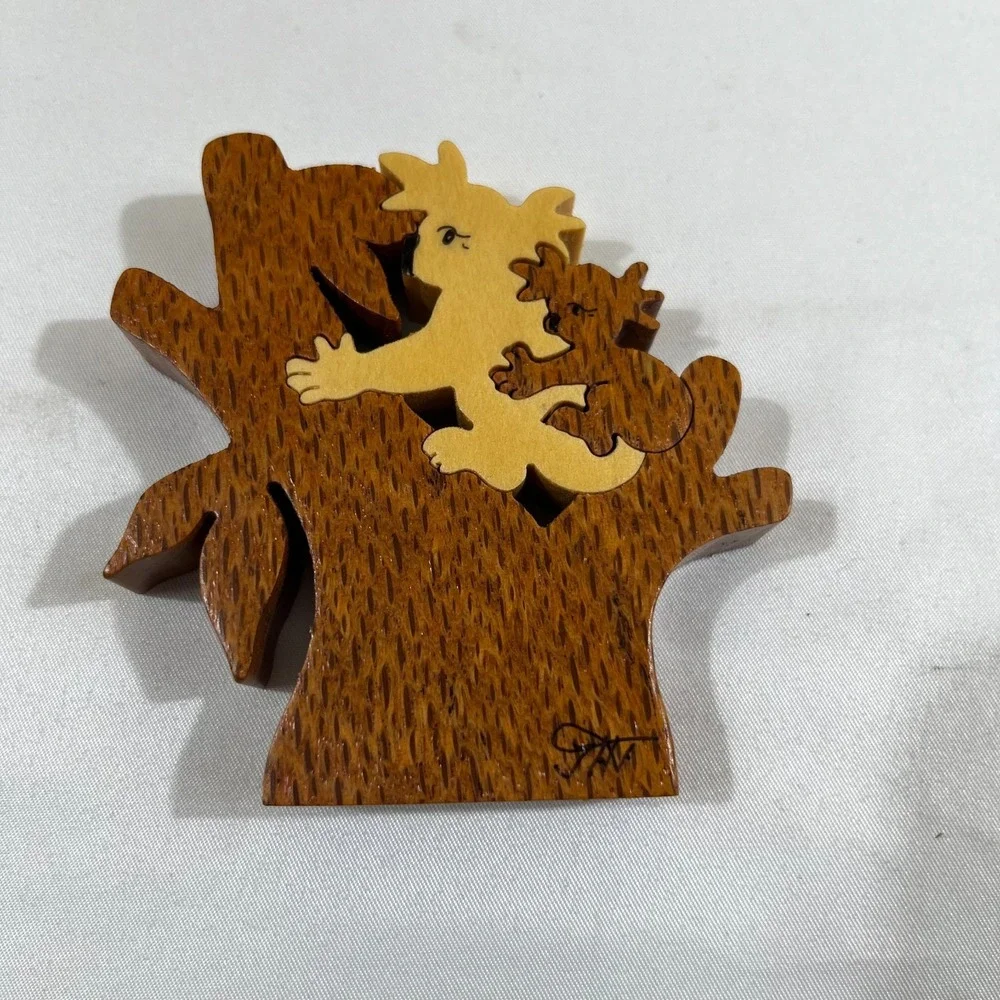Vintage Artisan‎ Koala Bear Wood Puzzle Figurine Hand Carved Signed 3 Piece Art